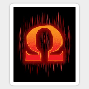 Greek Omega - Orangey Red Sticker